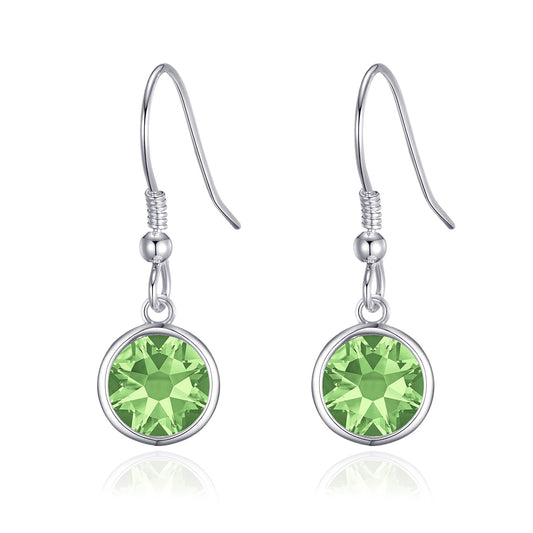 August Birthstone Drop Earrings Created with Peridot Zircondia® Crystals