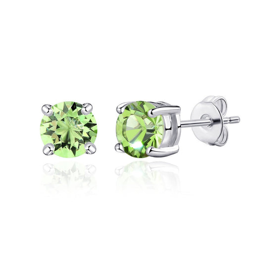 August (Peridot) Birthstone Earrings Created with Zircondia® Crystals