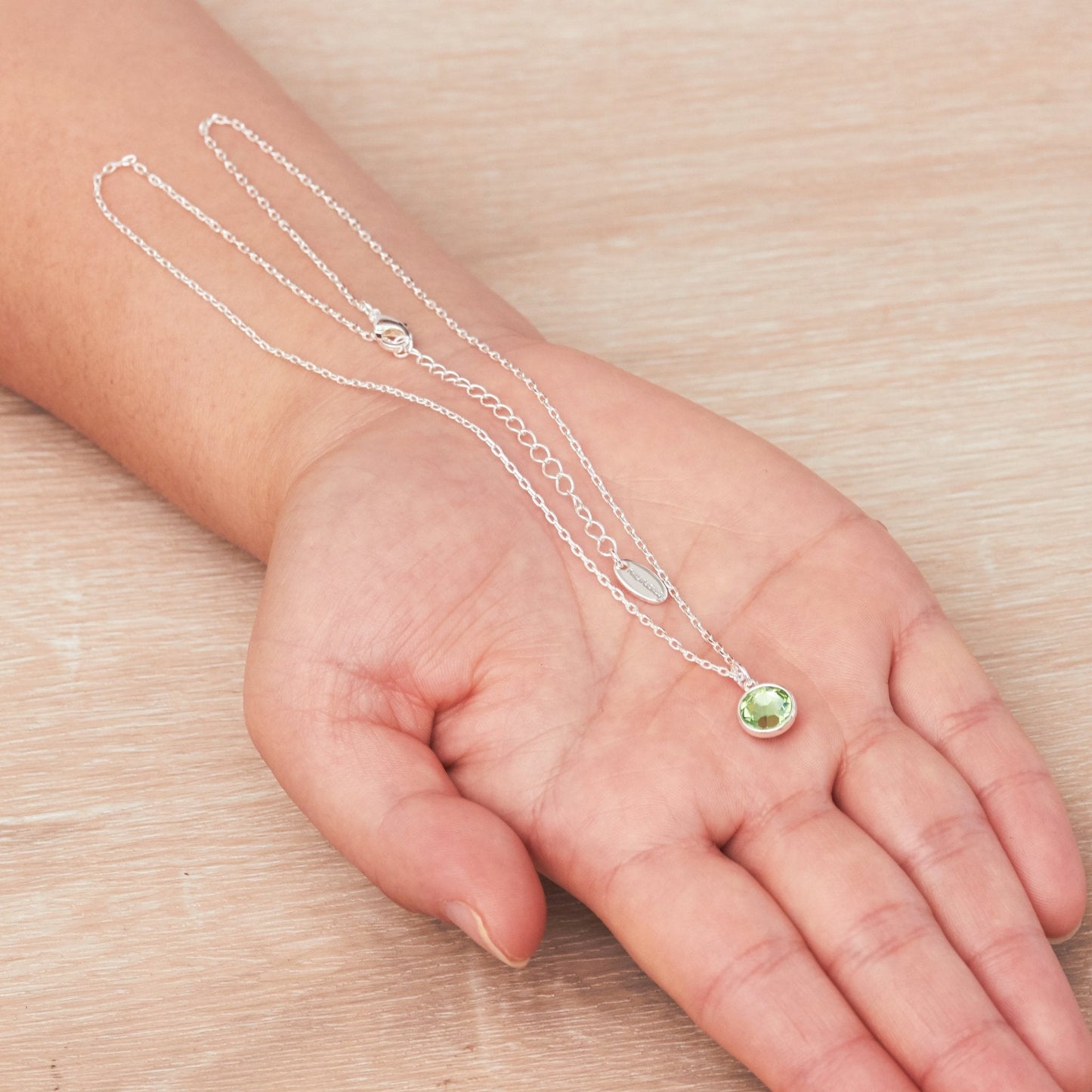 August (Peridot) Birthstone Necklace Created with Zircondia® Crystals