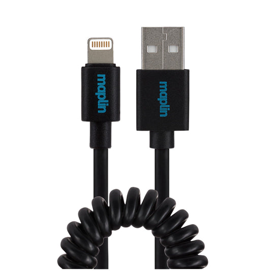 Câble spiralé Lightning vers USB-A Maplin – Noir