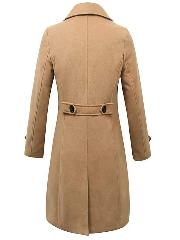 Men Woolen Coat Double Breasted Long - Stuffs & Savers