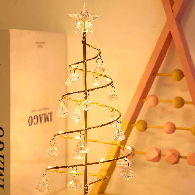 Lampe de table à suspendre LED Arbre de Noël Lampe de nuit Arbre en cristal