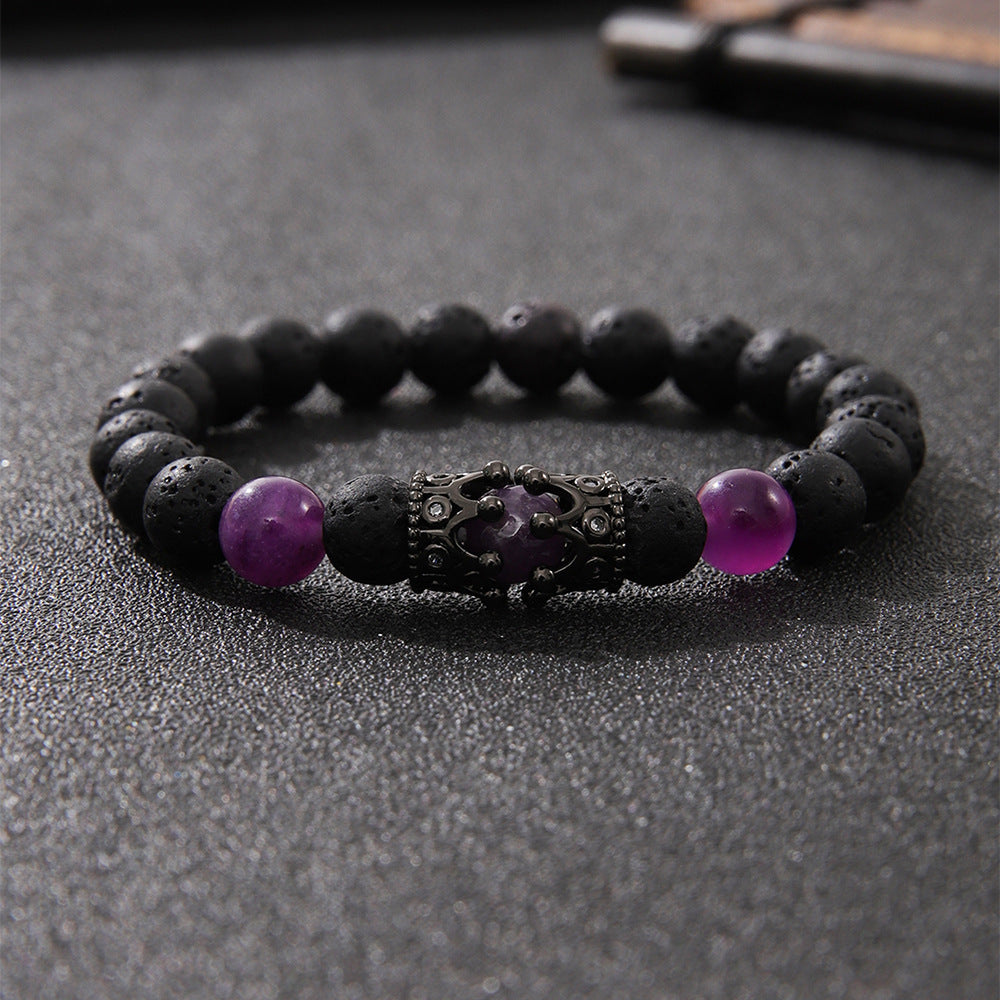 Zircon Crown Volcanic Rock Beaded Bracelet