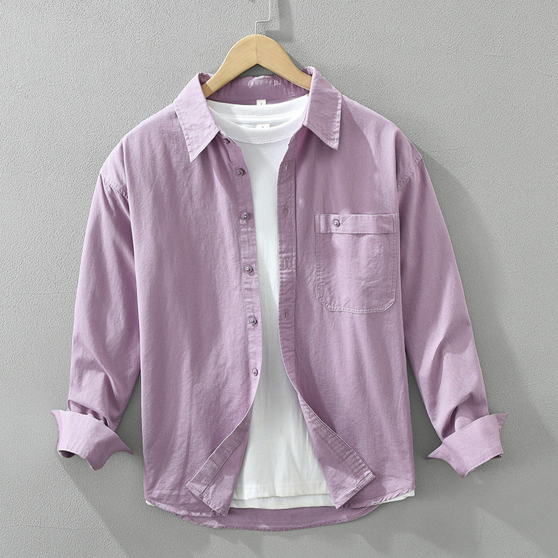Chemise simple à manches longues en coton