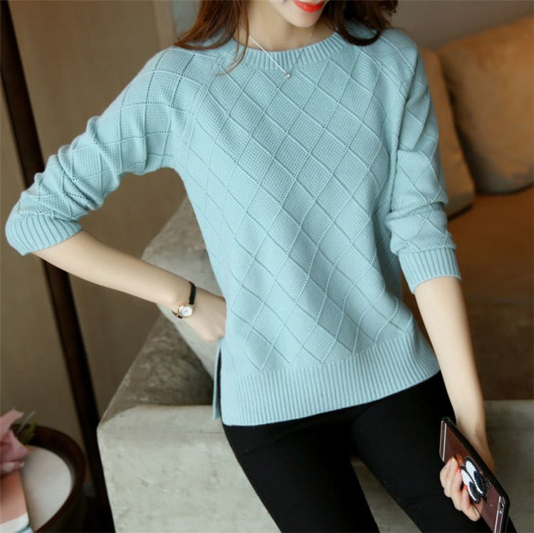 Fashion Loose Sweater Women's Round Neck Pullover Solid Color Long Sleeve Women - Stuffs & Savers