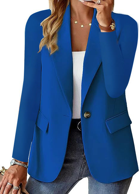 Veste à revers boutonnée pour femme - Blazer de costume décontracté