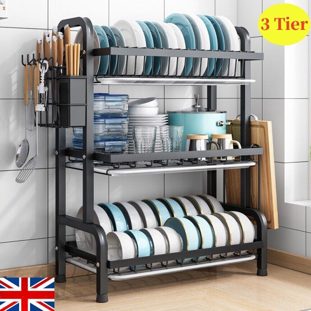 3 Tier Dish Drainer Rack With Drip Tray