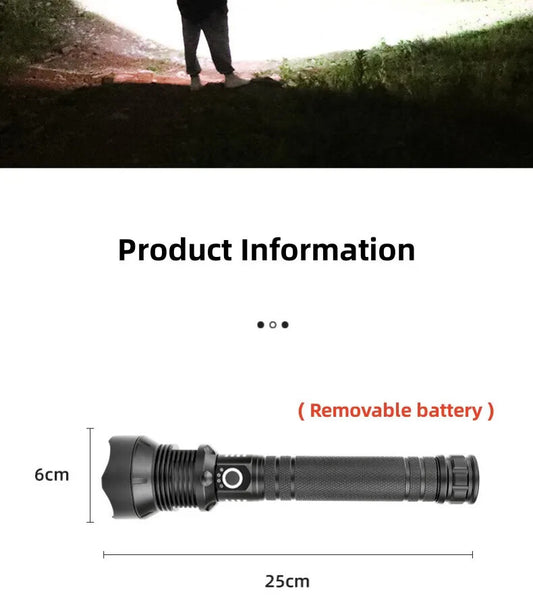 Super Bright Powerful LED Flashlight Torch P90 Rechargeable Zoomable