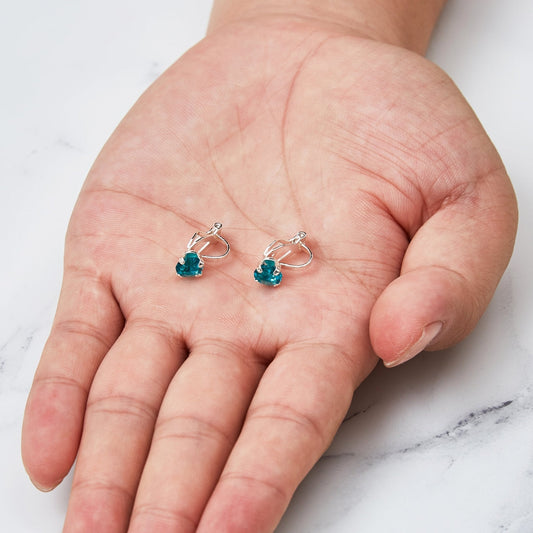 Blue Crystal Clip On Earrings Created with Zircondia® Crystals