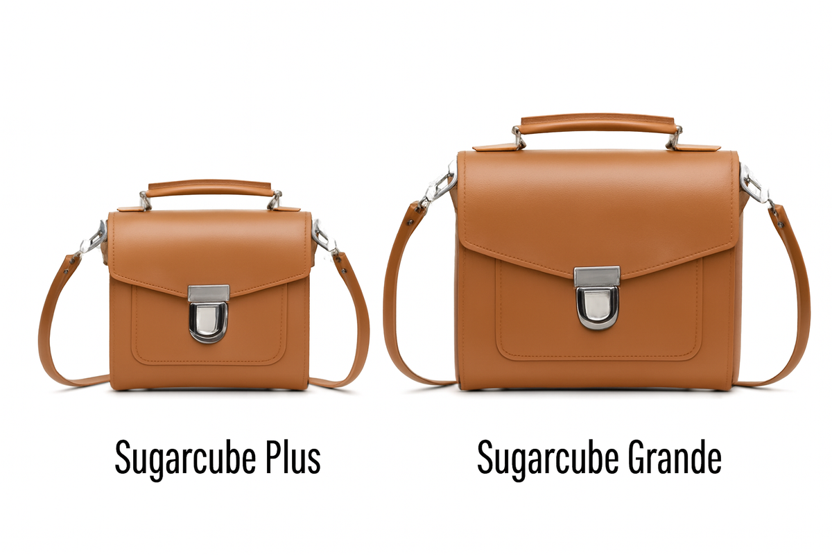 Handmade Leather Sugarcube Handbag - Burnt Orange