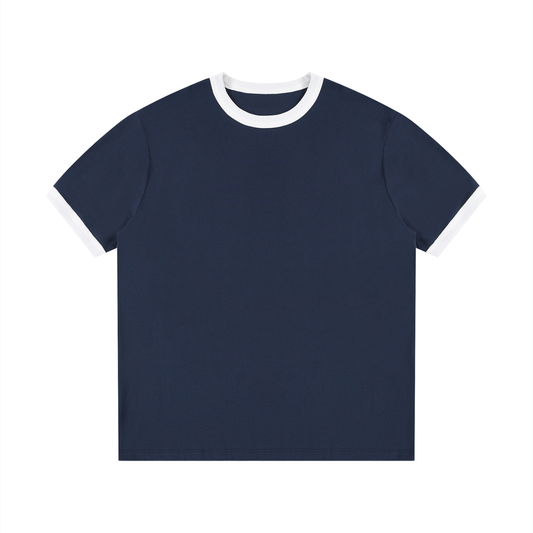 Contrast Edge Ribbed Crewneck T-Shirt