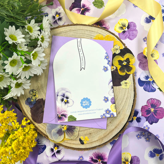 MOTHER'S DAY PANSY SCALLOP CARD