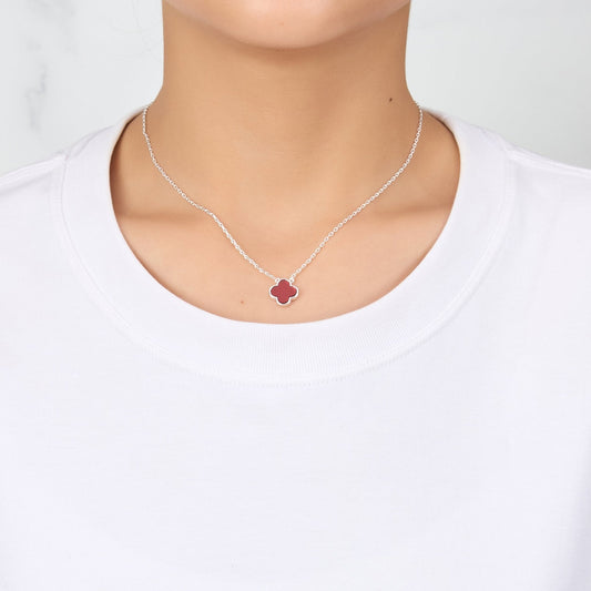 Carnelian Gemstone Clover Necklace