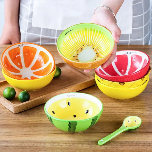 Cute Japanese Fruit Watermelon Ceramic Bowl and spoon Set