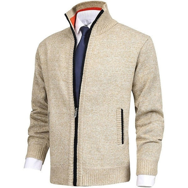 Cardigan zippé en maille coupe droite pour homme