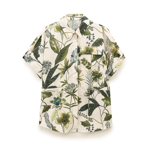 Casual Print Top Printing Straight-leg Pants