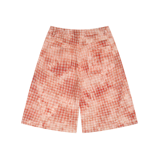 Waran Unisex Vintage Wash Plaid Shorts 110GSM