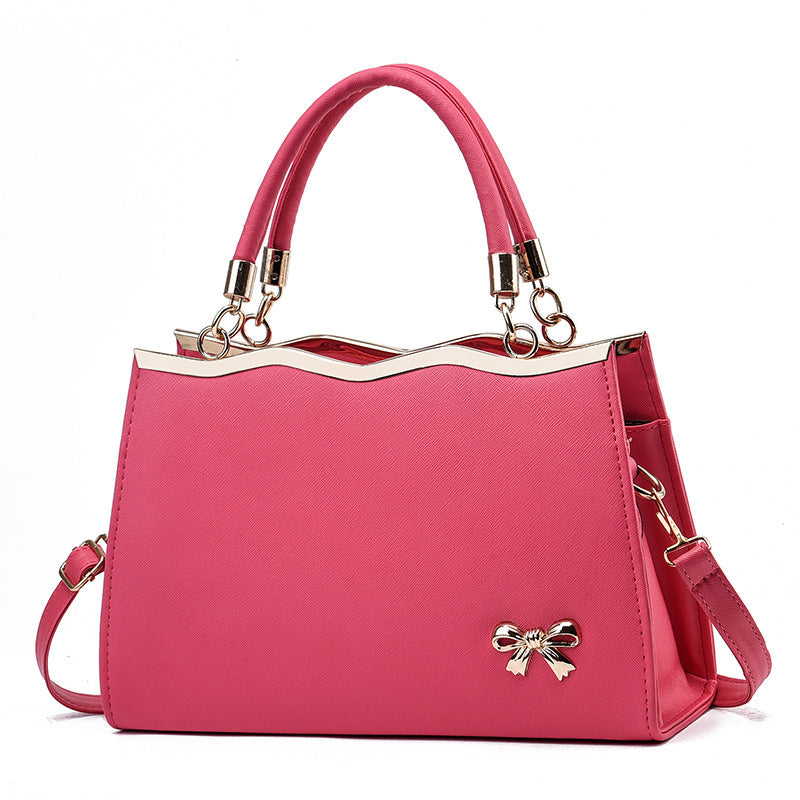 Bowknot Handbag - Elegant PU Leather Messenger Bag