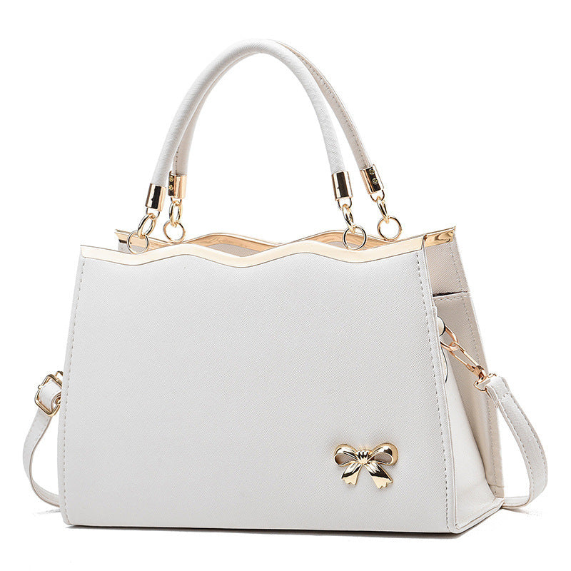 Bowknot Handbag - Elegant PU Leather Messenger Bag