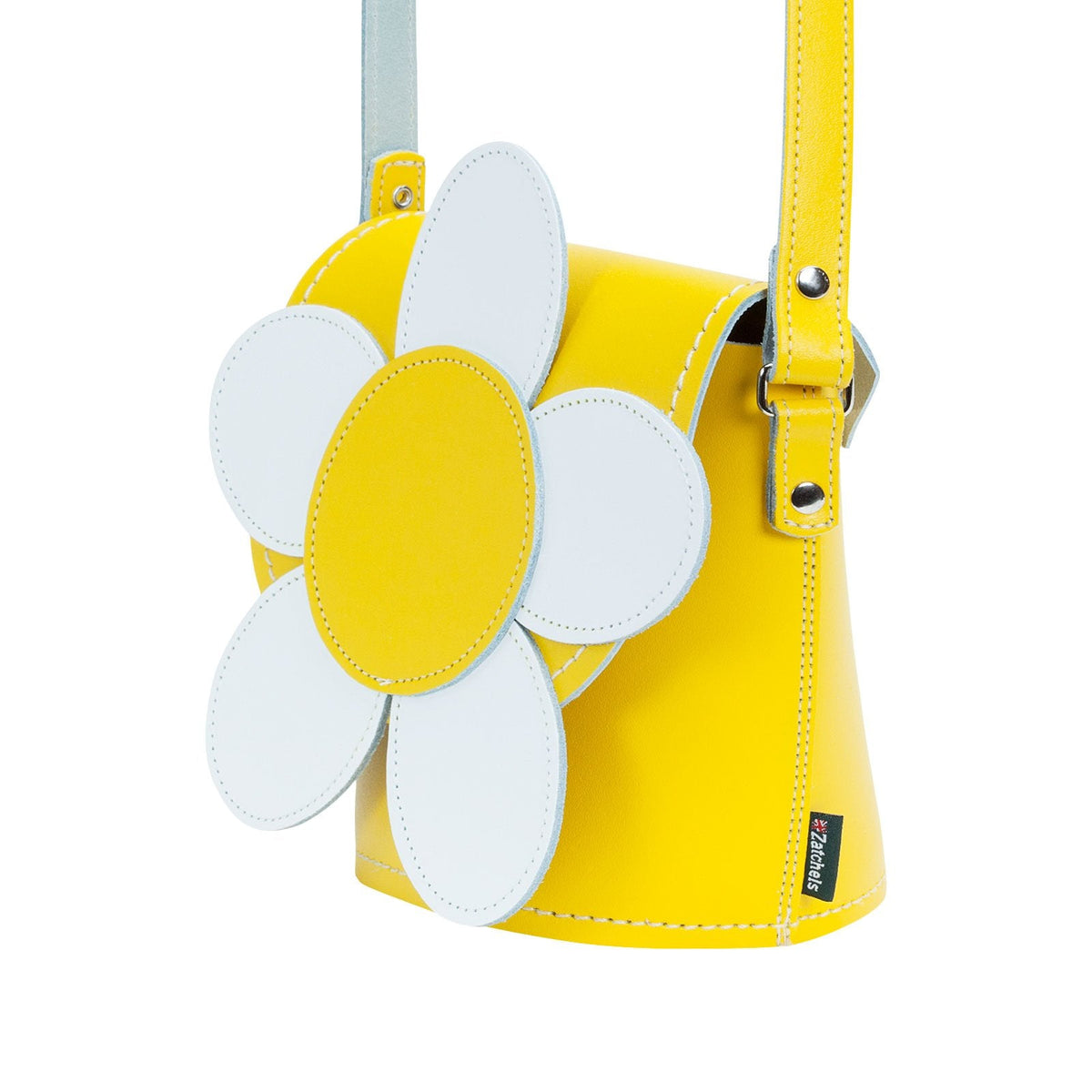 Handmade Leather Daisy Barrel Bag - Pastel Yellow