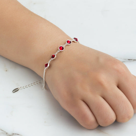 Dark Red Crystal Chain Bracelet Created with Zircondia® Crystals