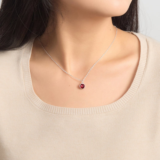 Dark Red Crystal Necklace Created with Zircondia® Crystals