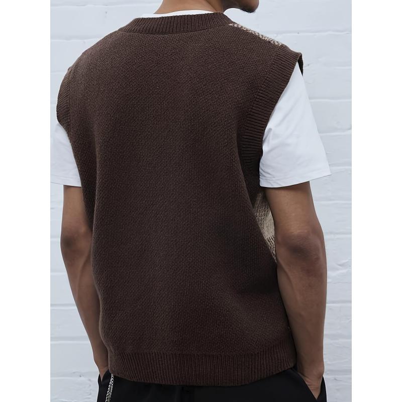 Gilet tricoté décontracté à col pour homme