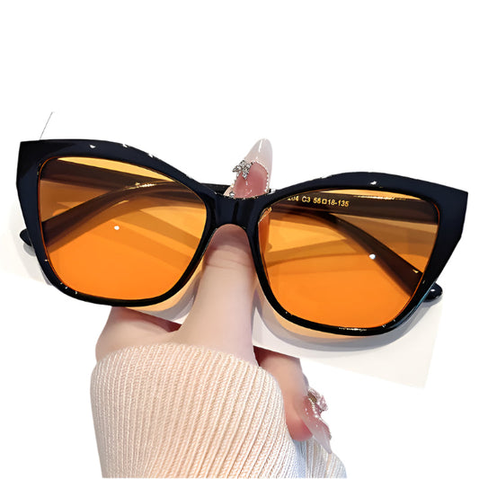 Women's Fashion Cat Eye Color Block Frame Gradient Leopard Print Glasses
