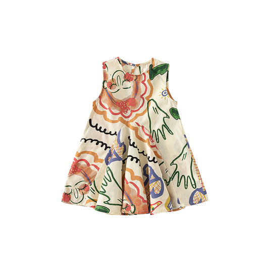 Girls’ Sleeveless Graffiti Summer Dress