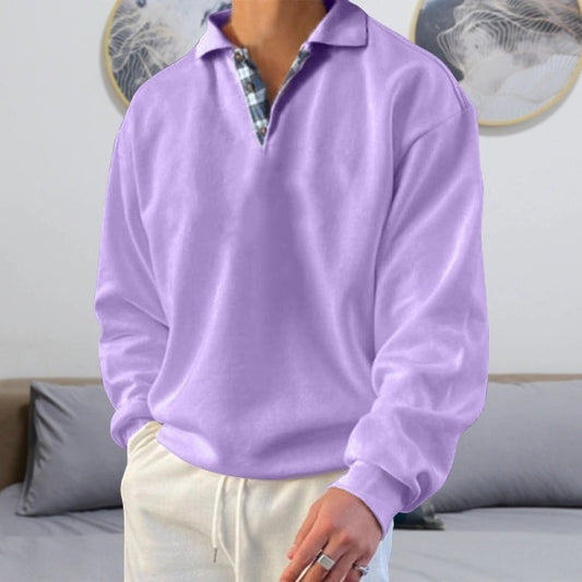 Mens Long Sleeve V-neck Lapel sweater