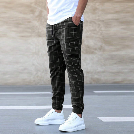 Mens casual Plaid Print Pants