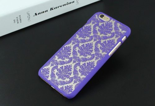 Coque rigide mate violette motif damassé vintage - Pour iPhone 6 / 6s