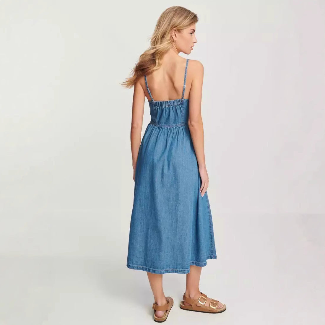 Robe en jean à bretelles pour femme