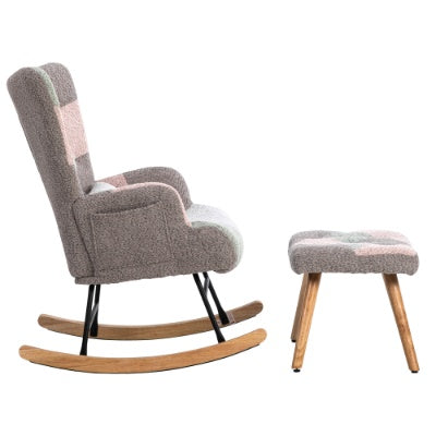 Rocking Accent Armchair With Ottoman With Footstool