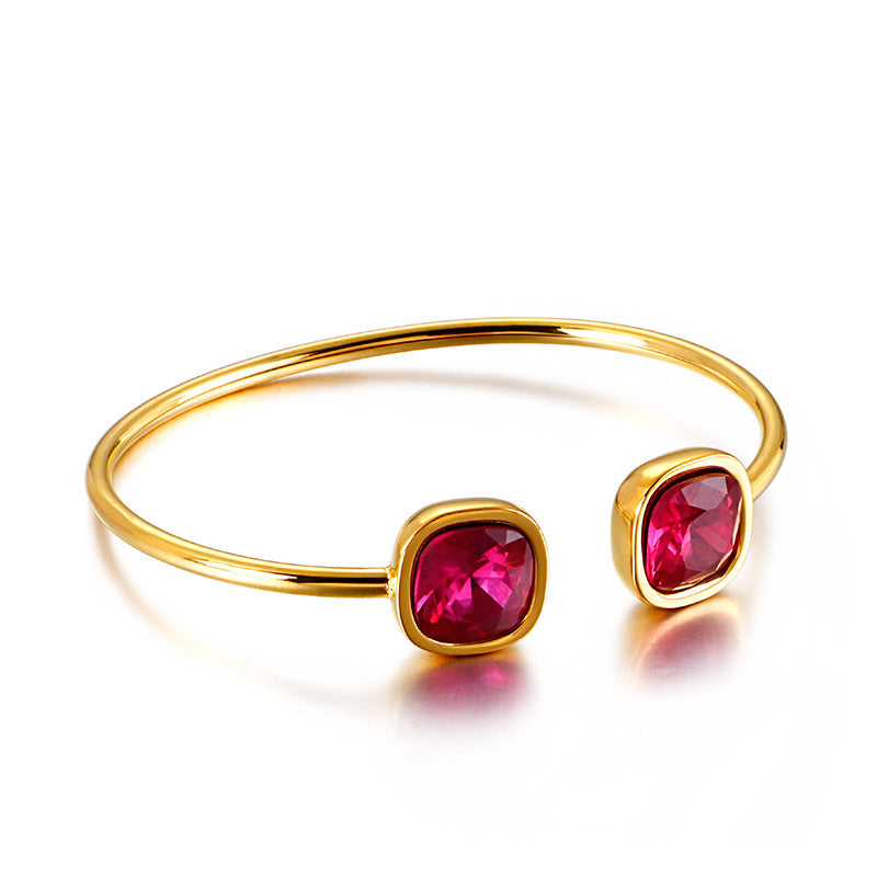 Bracelet carré ouvert creux en acier inoxydable