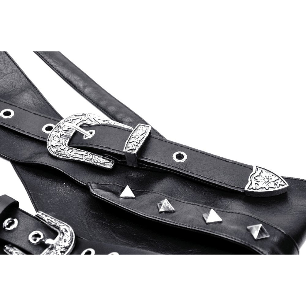 Dark in Love Elvira Faux Leather Layered Goth Waist Belt