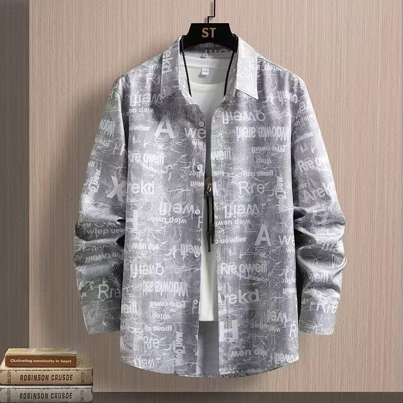 Chemise imprimée à manches longues pour hommes