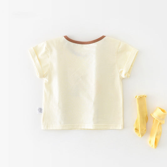 Baby Summer Cartoon Banana Round Neck Short Sleeve Top