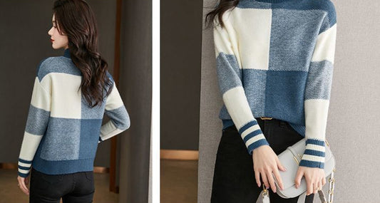 Fashion Colorblock Western Style Youthful-looking Loose Slimming Bottoming Shirt