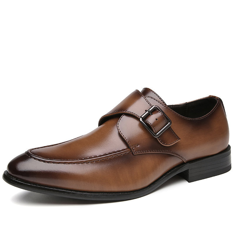 Chaussures en cuir habillées pour homme à boucle de style britannique