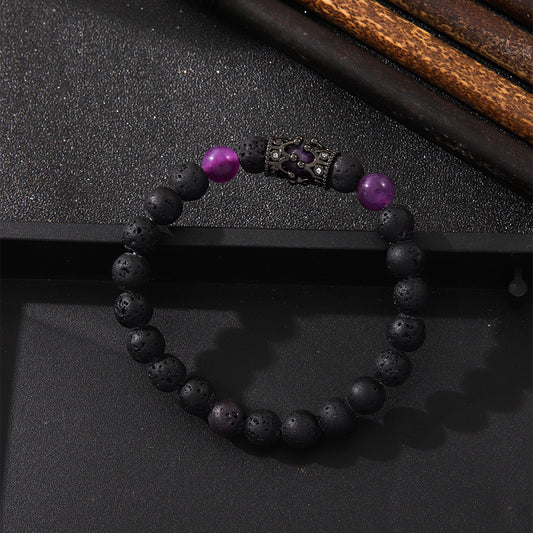 Zircon Crown Volcanic Rock Beaded Bracelet