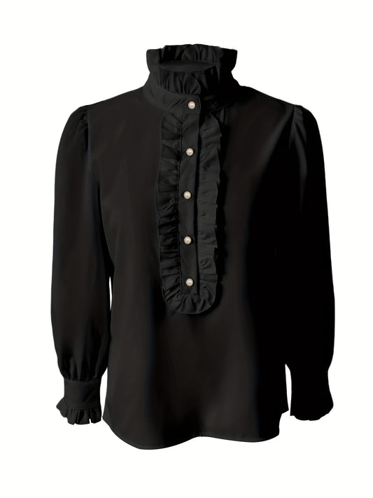 Stand-up Collar Long-sleeved Shirt