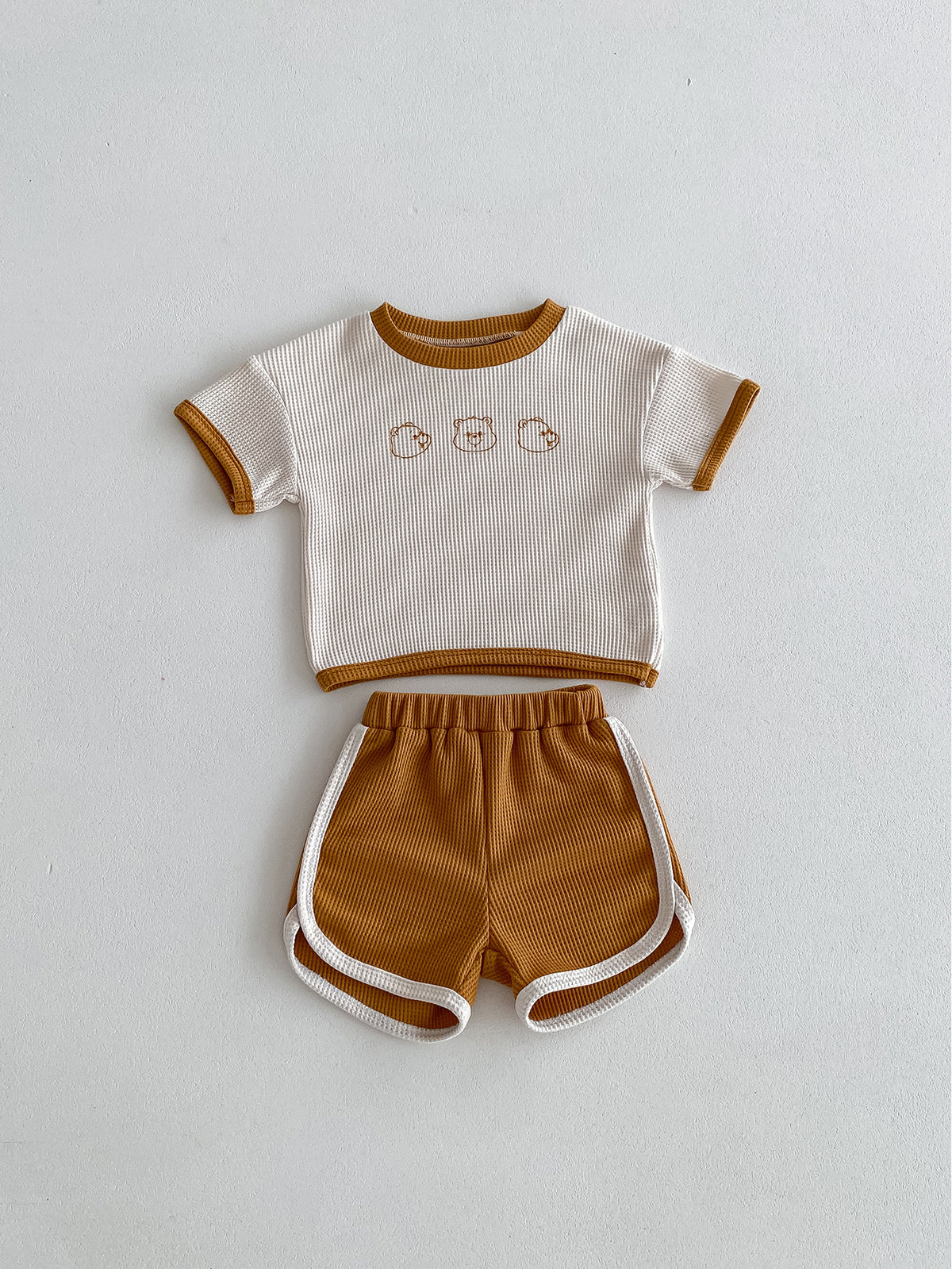 Baby Suit Summer Waffle Bear Two-piece Set