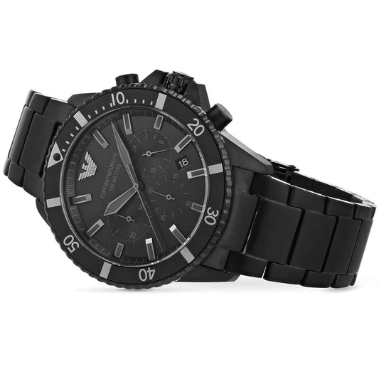Montre Emporio Armani AR11363 pour homme, style plongeur, entièrement noire