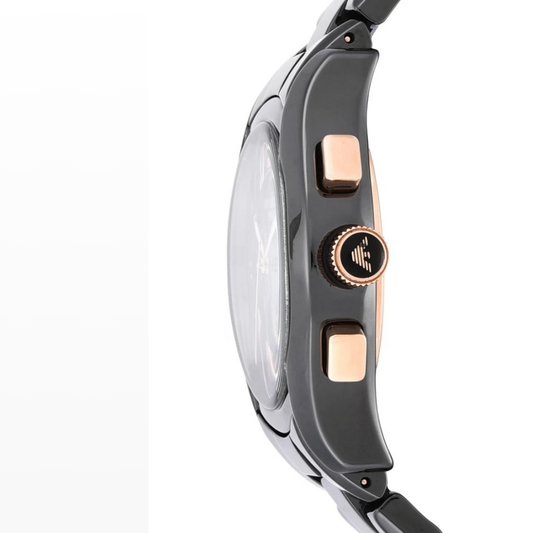 Montre Homme Céramique Noire et Or Rose Emporio Armani AR1410