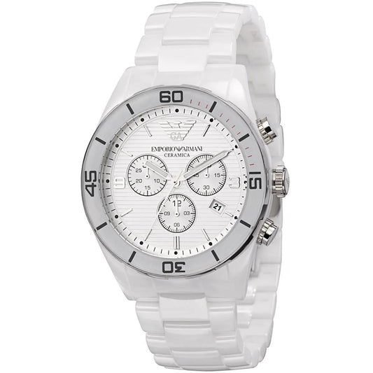 Montre Emporio Armani AR1424 Leo pour homme en céramique blanche