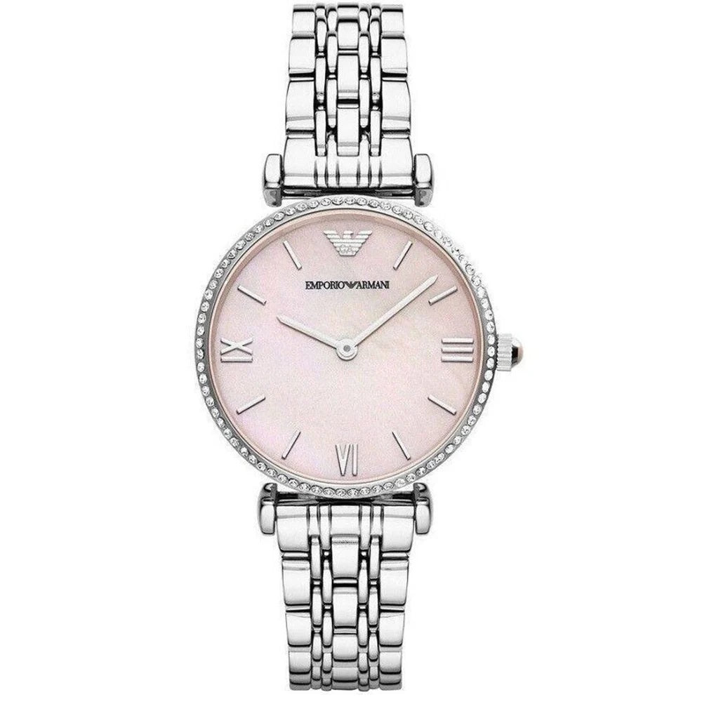 Emporio Armani AR1779 Gianni T-Bar Women's Silver & Pink Watch