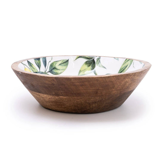 Enamelled Mango Wooden Dish / bowl With Inlay 24cm