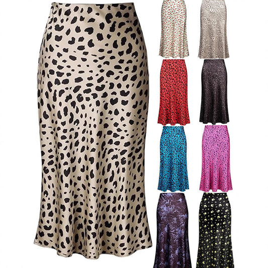 Satin Leopard Print Mermaid Skirt