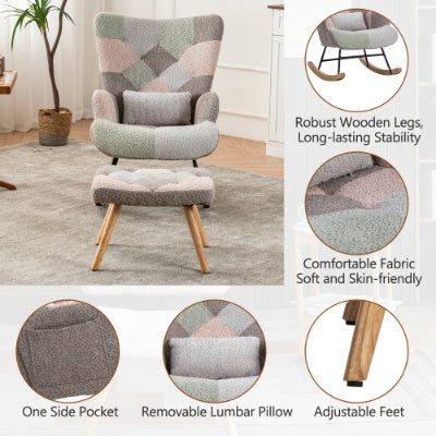 Rocking Accent Armchair With Ottoman With Footstool